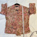Jones New York Pink & Green Paisley Print Blouse 3/4 Sleeve Professional Top-M Photo 2