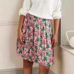 NEW! Boden Multi Tiered Crepe Skirt in Posy Pink, Oriental Palm Size 6R Pink Photo 4