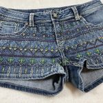 GRACE Dark Wash Embroidered Embellished Denim Jean Shorts Women's SZ 30 Boho Blue Photo 0