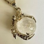clear crystal ball dragon claw pendant necklace Silver Photo 6