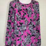 Pendleton  Pink Purple Gray Floral 100% Silk Blouse Sz 12 Photo 0