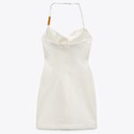ZARA dress mini halter linen beaded bodycon fitted summer vacation casual Photo 10