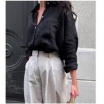 Aritzia NEW  Babaton Women's Button Up Utility Linen Shirt Black Size XXS Photo 1