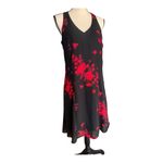 Mlle Gabrielle  Black Dress with Red Floral Design Size 14 Photo 2