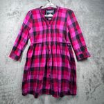 PINK - Victoria's Secret  Shirt Dress Hot Pink Flannel Plaid Tunic XS Rhinestone Photo 1