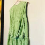 Tibi  Eco Cape Green Silk Sleeveless Crew Neckline Zippers Shift Dress Size 6 Photo 9