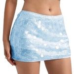 NWT MakeMeChic Sparkly Sequin Low Rise Micro Mini Skirt Y2K Rave XS Blue Photo 0