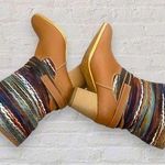 Francesca's Boots Size 7.5M Woven Knit Heeled Coachella Western Southwest Cognac Photo 0