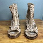 Freebird Bela Open Toe Disressed Leather Heels Size 7 Boho Western Beige Tan Photo 2
