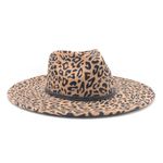 NWT Olive & Pique Leopard Print Wool Wide Brim Fedora Hat Tan Black Boho Fall Photo 3