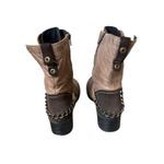 Dromedaris Brown Soft Leather Combat Booties Boots Size EU 38 Lace Up Zip Moto Photo 2