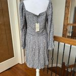 Prómesa PROMESA NWT Floral Light Blue Gray boho smocked ruffle dress L bell sleeves Photo 2