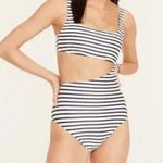 J.Crew Cutout one-piece stripe size 18 swimsuit navy Blue White color Modest Photo 1