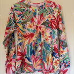 Hurley Colorful Vibrant Floral Flower 1/4 Zip UPF50+ Swim Shirt Rash Guard Small Photo 0
