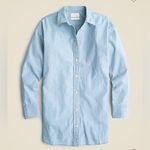 J.Crew  Relaxed Fit Chambray Shirt Womens 8 Blue Long Sleeve Button Up Preppy Photo 1