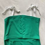 Notre Dame green and white patchwork ribbed bow dress Photo 8