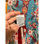 Johnny Was  Hazel Trapeze Tunic Dress Aqua Flower Embroidered Tank M Cupra Rayon Photo 4