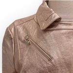 Rose gold metallic Moto jacket ladies medium leather Tart Collections biker coat Pink Photo 6