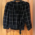 Madewell Viscose Wrap Side Tie Cropped Top in Black & White Windowpane Size XXS Photo 5