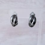 Vintage Clip On Earrings Dark Grey Twisted Chunky Hoops Gray Photo 3