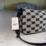 Michael Kors  y2k nylon leather strap shoulder bag in black monogram jet set Photo 7