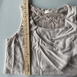 Allie Rose Beige Cropped Linen Blend Blouse Size L Square Neck Casual Summer Top Tan Size L Photo 6