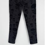 Royal Bones Tripp Skinny Pants Size 7 Black Velvet Skull Crossbones Gothic Punk Photo 8