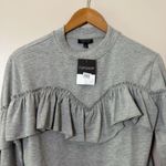 Topshop New  Sweatshirt Ruffle Front Long Sleeve Crewneck Size 6 Photo 4