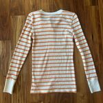 Aerie  Orange and White Striped Henley Photo 5