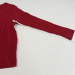LL Bean Red Pullover Cable Knit Crew Neck Long Sleeve Cotton Sweater Size XL Photo 6