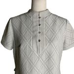 R & K Vintage 60s Knits Mod Sheath Dress M White Metallic Silver Rhinestones Zip Photo 1