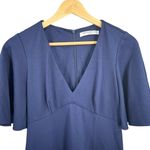 Amanda Uprichard Dress Navy Blue Flutter Sleeve Fit & Flare Stretch Knit S (est) Photo 0