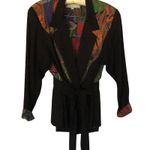 Vintage Platinum Dorothy Schoelen Skirt Set Jacket Top Skirt 2 pcs Sz S Abstract Black Photo 5