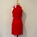 Reiss Sophia Red Lace Overlay Cocktail Dress Sleeveless High Neck Size 4 Photo 3