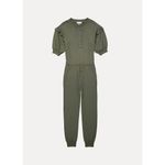 Something Navy  Esmeralda Olive Green Terry Ruffle Henley Puff Sleeve Jumpsuit S Photo 10