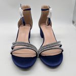 Allegra K NEW  Sandals Womens 8.5 Blue Rhinestone Strappy Block Heel‎ Ankle Strap Photo 4