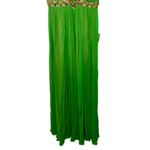 NWT Mandalay Dark Lime Green Gold Silk Beaded Maxi Evening Gown Dress Womens 10 Photo 3
