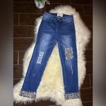 L&B  Blue Denim leopard Animal Print Patch
Cuffed crop pants sz 6 Photo 1