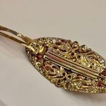Gold tone faux pearl vintage filagree hair clip Photo 4