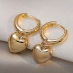 18K Gold Plated Love Heart Dangle Drop Earrings for Women Photo 0