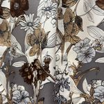 Jones New York Vintage  Gray Brown Floral Silk Scarf Grey Floral Cottage Boho Photo 6