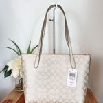 Coach NWT Fiona Zip Tote Bag and Double Zip Wallet In Signature Canvas Photo 2