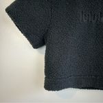 Lululemon Black Textured Fleece Embroidered Logo Cropped Tee/Top Size 4 Photo 10