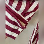 ZARA  Women’s Burgundy and White Striped‎ Oversized Button Down Blouse Size XS Photo 6