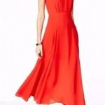 Betsey Johnson Orange Crepe Georgette Midi Dress Pinup Rockabilly Size 2 XS Photo 2