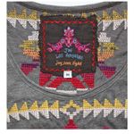 Johnny Was  Medium‎ Gray Aztec Cross Stitch Tunic Top 3/4 Slv Knit Southwestern Photo 2