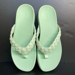 Vionic  KENJI Sunrise Wedge Mint Green Sandal Size 9 Braided Leather Thong Strap Photo 4