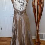 W•too Watters by Wtoo Taffeta Cutouts Keyhole Mocha Puffy Pleated Draped Accordion Heart Fit Flare Overlay Ruched Shiny Crinkle Formal Evening Prom novelty champagne Photo 2