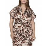 Mango 100% Cotton Animal-Print Dress with Bow Ecru Brown NWT Size 18/3XL Photo 5