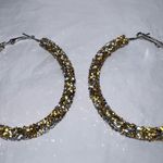 Silver and Gold Chunky Sparkle Hoop Earrings Gold Photo 6